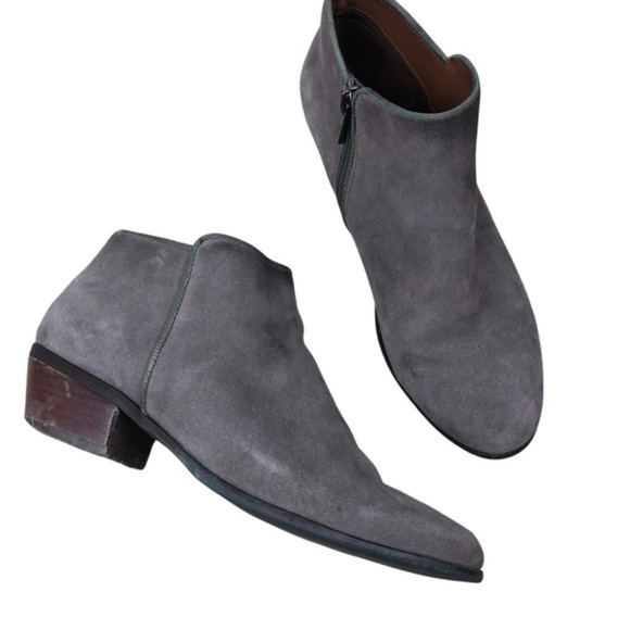 Crown Vintage Women’s Nude Suede Natural Low Heeled Ankle Boot Round Toe Booties - Picture 3 of 16